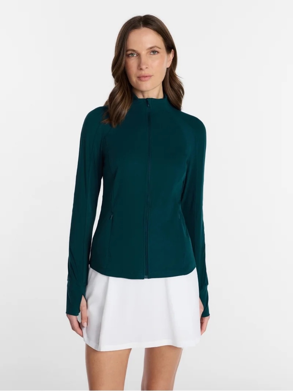 Avia Teal Full Zip Performance Jacket Thumbhole Athletic Layer Size XL 16-18 NWT